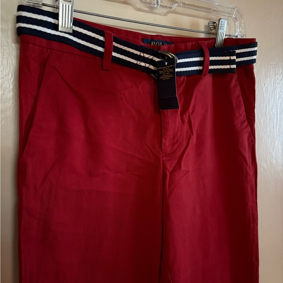 Polo by Ralph Lauren: Women’s Red Pants w/ Navy Belt - Picture 2 of 4